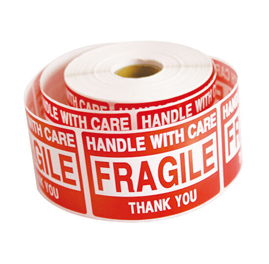5 RollS 2500 2 x 3 FRAGILE HANDLE WITH CARE Stickers Labels