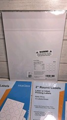 MaxGear 2″ Round Matte White Sticker Labels for Inkjet or Laser Printer 3pk 360p