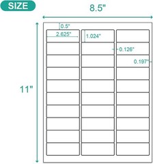1000 Sheets 1″x2-5/8″ Address Shipping Labels Stickers 30-UP for Inkjet & Laser