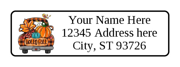 400 Hello Fall Personalized Return Address Labels. 1/2 inch by 1 3/4 in.