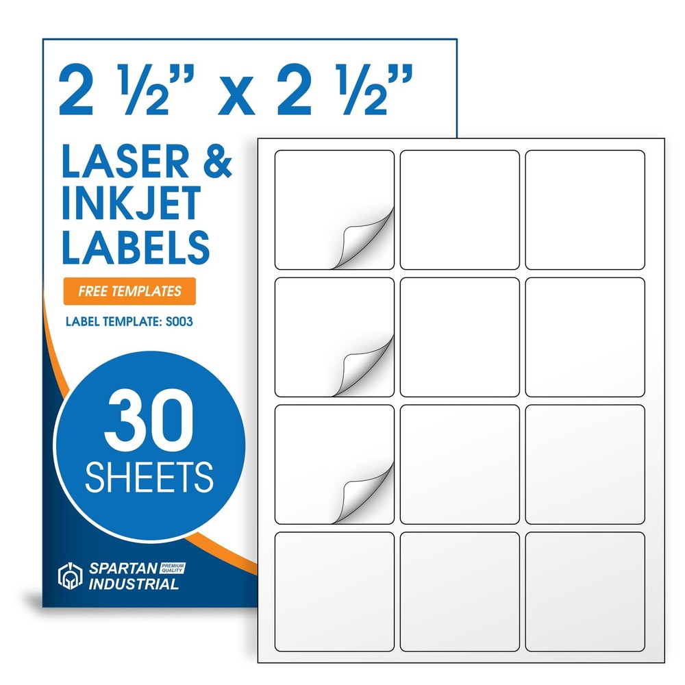 2.5″ X 2.5″ Matte White Printable Square Labels (30 Sheets, 360 Stickers) Pro…