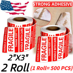 1000 Fragile Stickers 2×3 Fragile Labels Sticker Handle With Care Mailing Label~