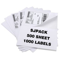 SJPACK 1000 Half Sheet Self Adhesive Shipping Labels, 8.5″ x 5.5″ Address Lab…