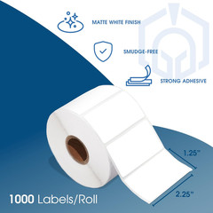 2.25″ X 1.25″ Direct Thermal Labels (10 Rolls, 1000/Roll) Perforated Barcode