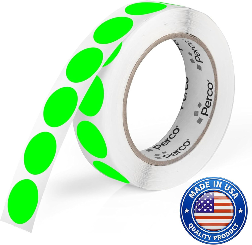 Fluorescent Green Perforated round Circle Dot Sticker 1-Inch Labels – 3 Rolls, 3