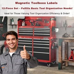 Magnetic Toolbox Labels Pack 12 Reusable Steel Drawer Cabinet Organizer