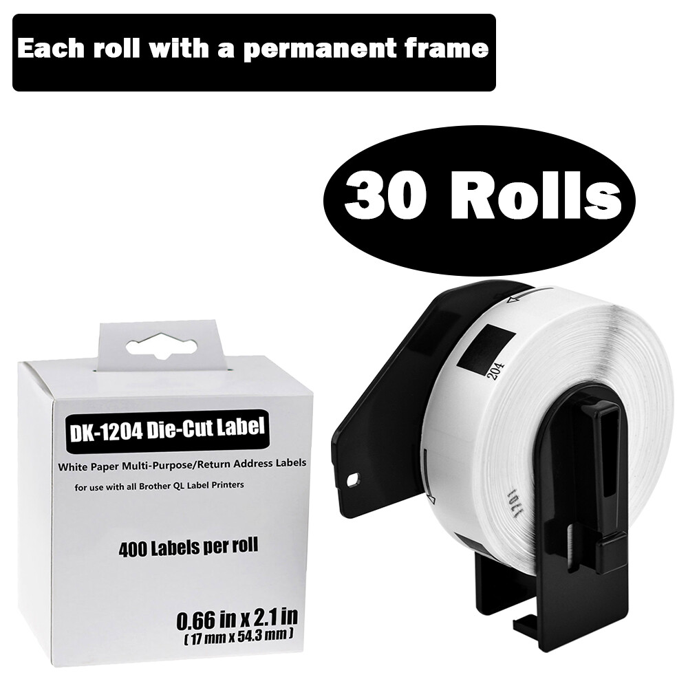 30PK 17mm*54mm DK-1204 Multi Purpose Thermal Paper Label Fit for Brother QL-800