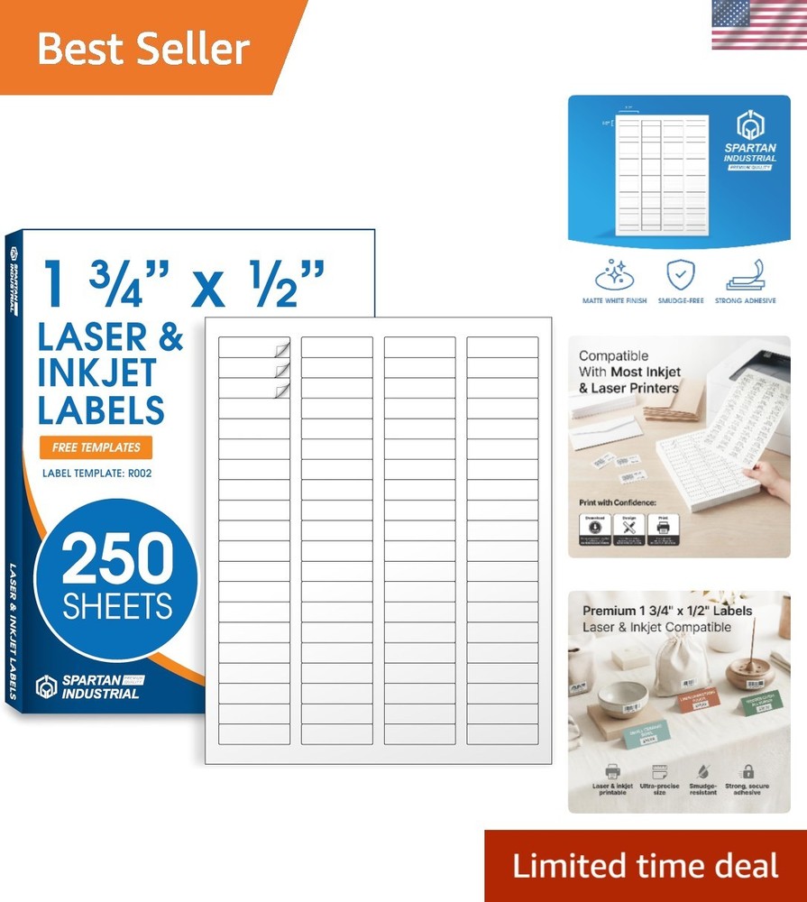 1.75″ X 0.5″ Matte White Return Address Labels 250 Sheets, 20000 Stickers Mai…
