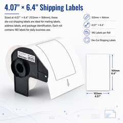 10Roll 4.07″x6.4″ Large White Paper Shipping Labels DK-1247 for Brother QL-1050N