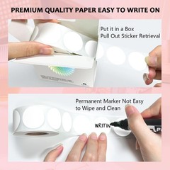 500 Pcs 1-Inch White Dot Stickers – Round Color Coding Circle Labels