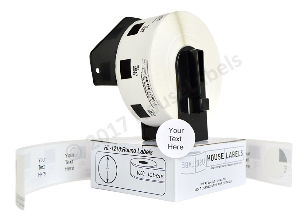 Non-OEM Fits BROTHER DK-1218 ROUND Labels – 1″ – (1) Roll of 1000 + (2) FRAMES