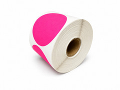 4″ Round Direct Thermal Labels Pink Zebra 1″ Core – (8) Rolls, 2800 Labels Total