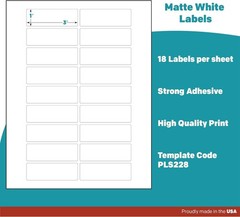 White Sticker Address Labels – 3″ x 1″ – Laser/Inkjet Compatible – 18 per She…