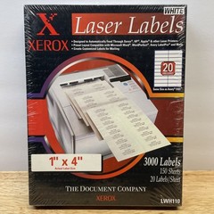 Xerox 1″ x 4″ Laser Labels White 3000 Labels (150 8.5″ x 11″ Sheets) LWH110