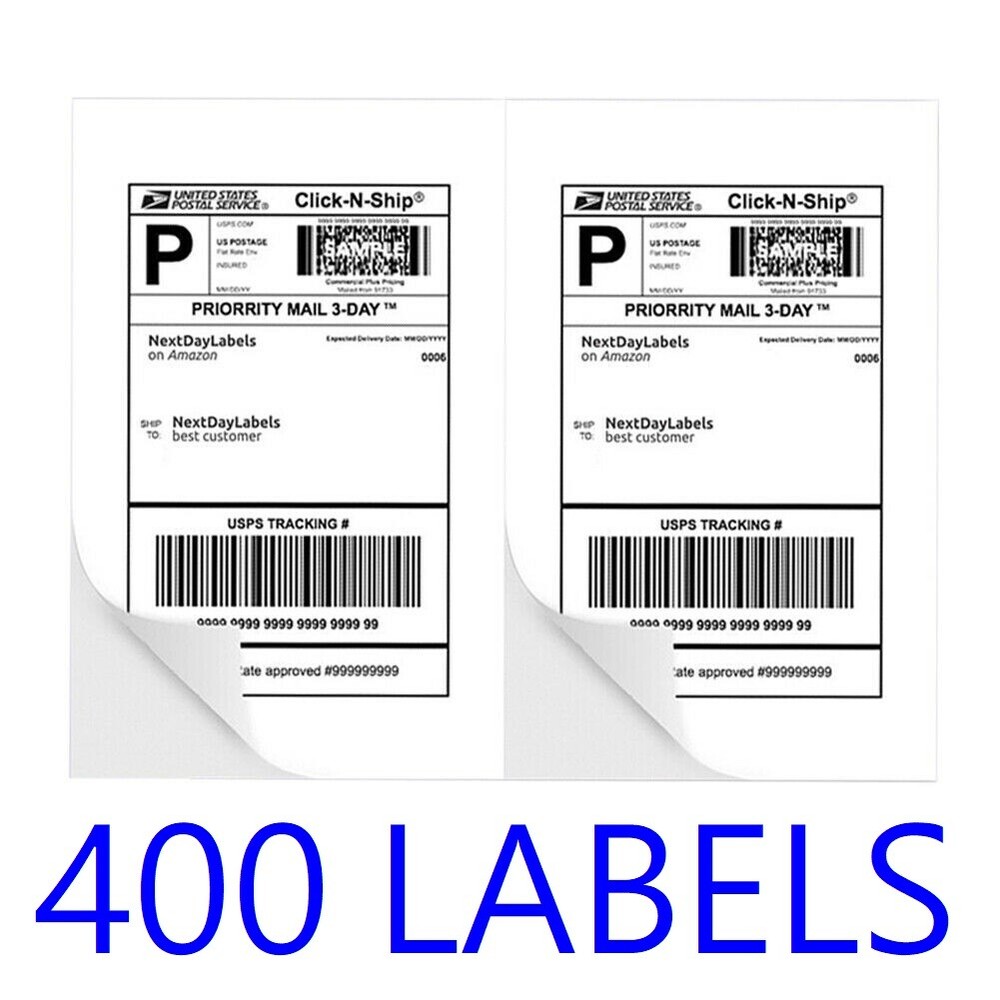 400 Shipping Labels Half Sheet Print STRONG ADHESIVE 5-1/2″ x 8-1/2″ Laser Ebay