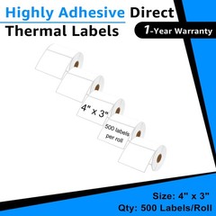 5 Rolls 500 Labels 4X3 Direct Thermal for Zebra LP 2442 LP 2844 Eltron ZP450