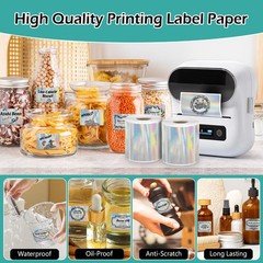 3 Rolls Holographic Thermal Labels 40 * 30mm Square Sliver Custom Sticker for…