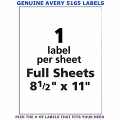 Avery TrueBlock Laser Shipping Labels 8.5″ x 11″ (5165) PICK YOUR OWN # OF LABEL