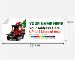 Personalized Santa Driving Retro Truck Theme Address Labels Sticker 2.625inx01in