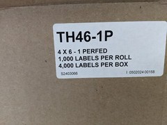 4″ x 6″ Thermal transfer labels 1,000 labels/roll 4 roll/case Perforated TH46-1P