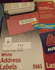 Avery 5161 Quick Peel Mailing Address Labels Laser 1″ x 4″ White 72 Sheets=1440