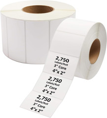 Thermal Transfer Labels 4×2″, 2750 Labels/Roll, 2 Rolls/Case, Perforated