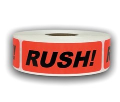 500 Labels 1×3 Bright Red RUSH! Special Handling Mailing Shipping Stickers