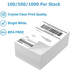 100-1000 4×6 Fanfold Direct Thermal Shipping Labels Perforated for Zebra & Rollo