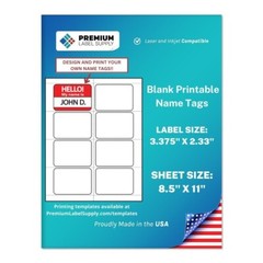 200 BLANK White 3.375″ x 2.33″ Printable Name Tags – 8 per Sheet