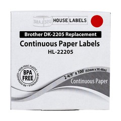 Non-OEM Fits BROTHER DK-2205 RED Continuous Labels – (18) Rolls of 100′