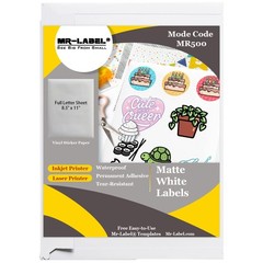 White Matte Printable Vinyl Sticker Paper – Waterproof Full Letter Sheet Labe…