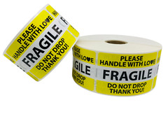 YL Fragile Labels Handle w/ Love | Do Not Drop Thank You | 2″x3″ | 1 Roll 500