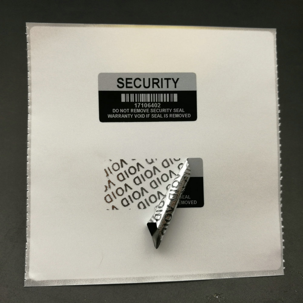 Silver black Color VOID Security Seal Warranty Label Sticker With Serial Number