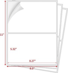 2000 Shipping Mailing Labels 8.5″x5.5″ Half Sheet Self Adhesive 2 Per Sheet UPS