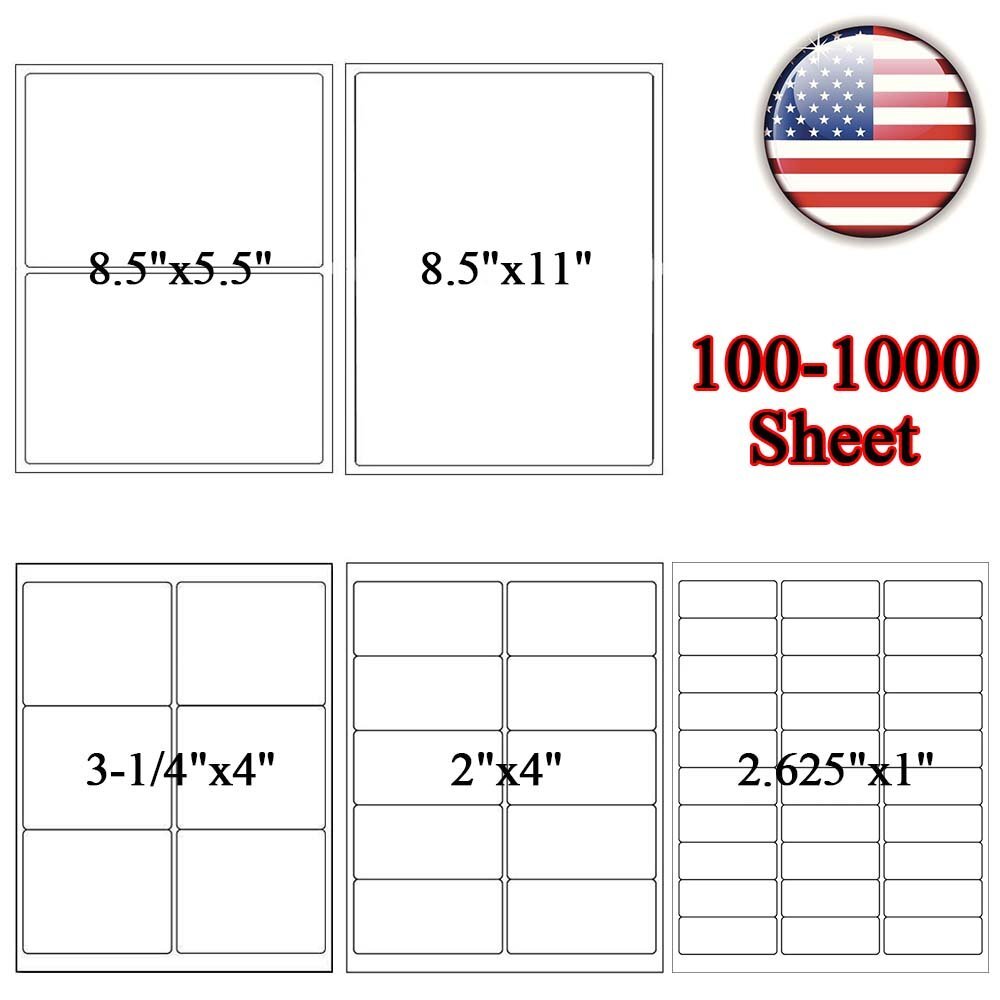 100-1000 Sheet Laser Ink Jet Shipping Labels Address Self Adhesive UPS Fedex