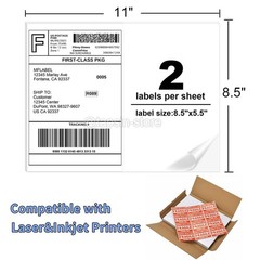 50-1000 Shipping Labels 8.5×5.5 Half Sheet Blank Label Self Adhesive 2 Per Sheet