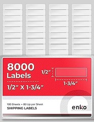 8000 Labels 1/2 x 1-3/4 Inch White Blank Address Mailing Shipping for Laser