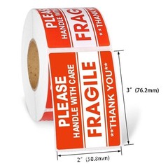 Fragile Handle With Care Sticker Warning Label Package Mailing Logo 250pc Roll