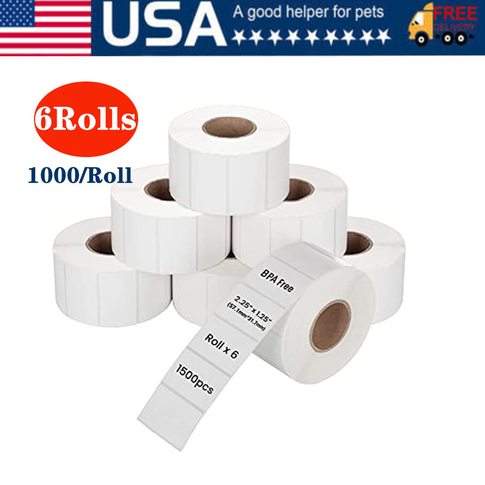 6000 labels 2.25×1.25 Direct Thermal Barcode Labels Zebra LP2824 TLP2824 LP2844