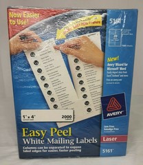 Avery 5161 White Easy Peel Address Labels, 1″ x 4″, 2,000 Labels (AVE5161)