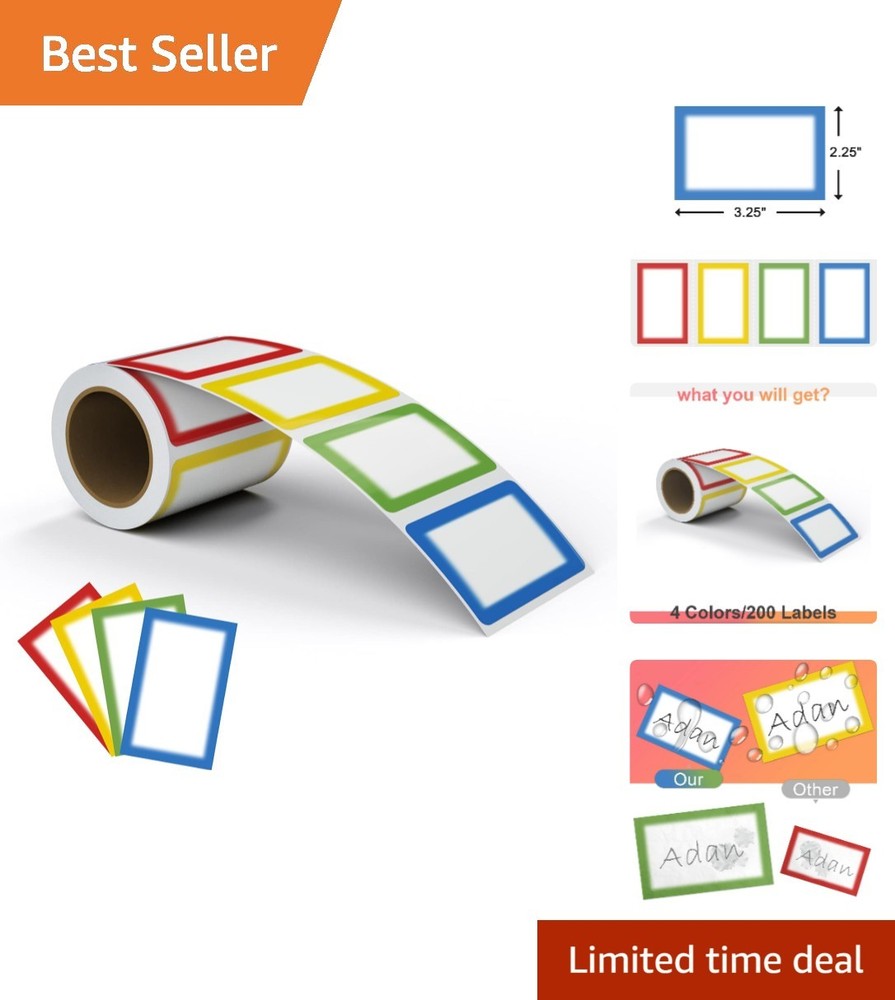 Versatile Color-Coded Name Tag Labels – 200 Stickers for Events & Organization