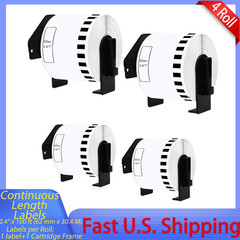 4x 2.4″x100ft DK-2205 Continuous Length Labels For Brother, with Cartridge Frame