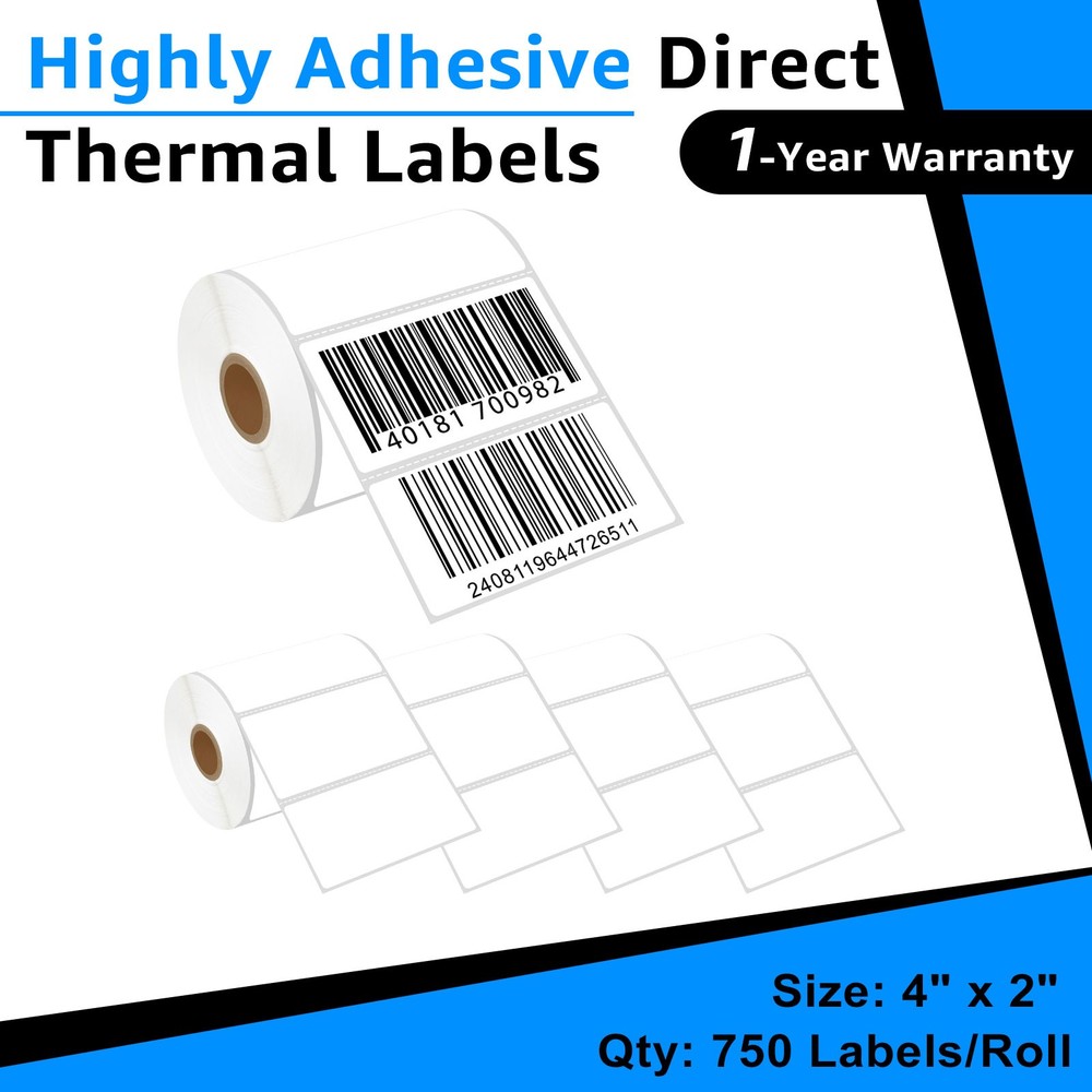 5Roll Replace Zebra 4×2 Barcode Shipping Label 750Labels/Roll Highly Adhesive