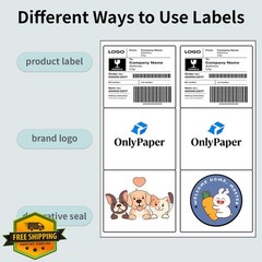 OnlyPaper 30 Sheets 6 UP Labels,Shipping Address Labels 3-1/3″ x 4″ Self Adhe…