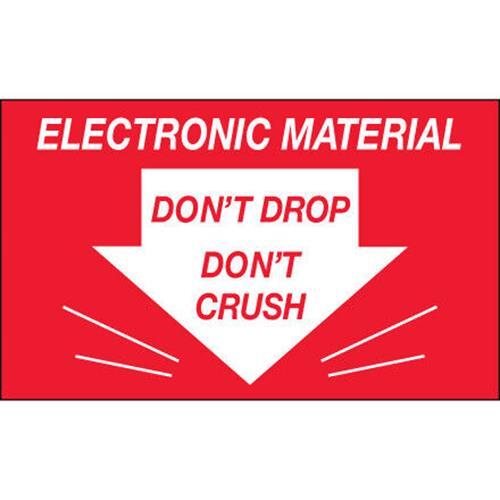3 x 5″ “Don’t Drop Don’t Crush Electronic Material” Labels 500/Roll, Red/White