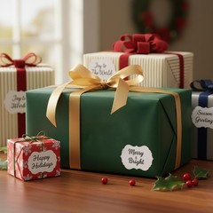 Etiquetas adhesivas de papel kraft blanco, etiquetas de regalo autoadhesivas