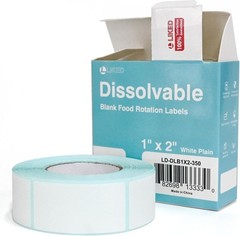 350 Stickers Dissolvable Food Labels 1X2 Inch for Containers 350 Labels per Roll