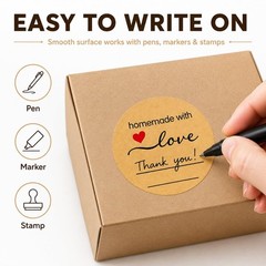 500 Kraft Canning Labels 2 Inch Round Sticker Labels, Homemade with Love Labe…