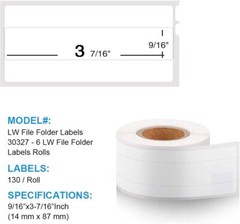 1Roll LabelWriter 9/16″x3 7/16″ Wihte 1-up File Folder Labels For Dymo 30327