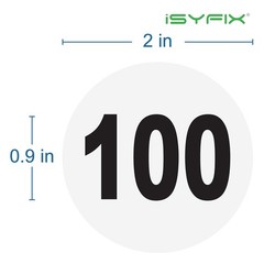 White Consecutive Number Stickers – 1 to 100, 2-inch, 1 Set – Vinyl Self Adhe…